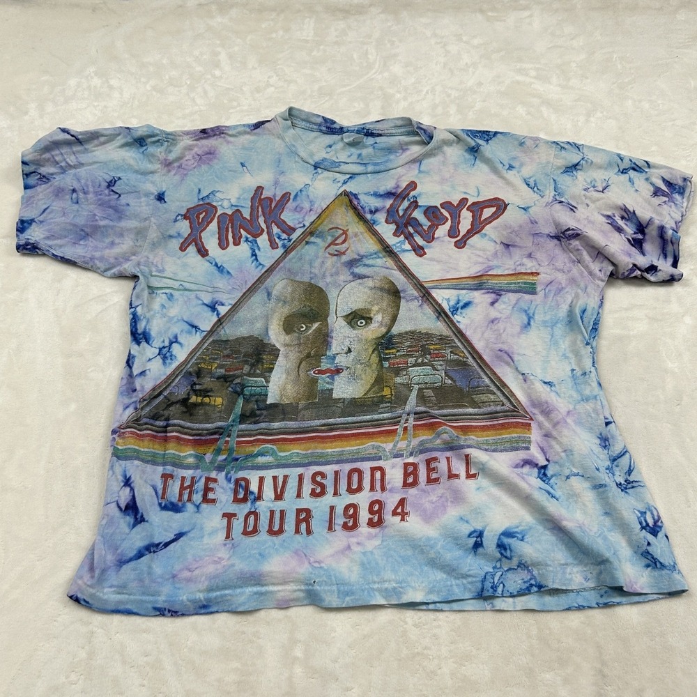 Pink Floyd T-Shirt Mens XL Blue Tie Dye 1994 Division Bell Tour Vintage Band Tee
